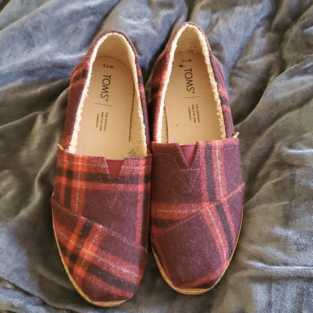 TOMS red flannel alpargata slip-ons